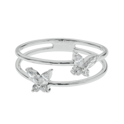 Butterfly Wrap Ring with Diamond Accent in 14K White Gold