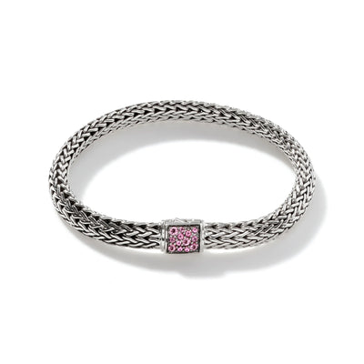 Sterling Silver Sapphire and Pink Tourmaline Chain Bracelet