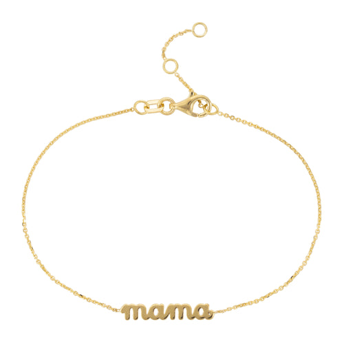 Cursive 'Mama' Bracelet in 14K Yellow Gold, 7.25"