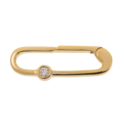 Oval Push Clasp with Bezel Set Diamond in 14K Yellow Gold