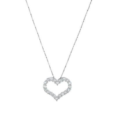 18" Diamond Open Heart Necklace in 14K White Gold