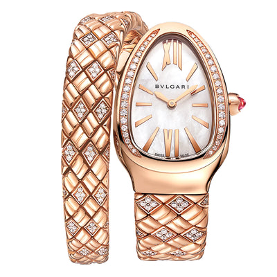 Serpenti Spiga 33mm 18K Rose Gold and Diamond Ladies Watch