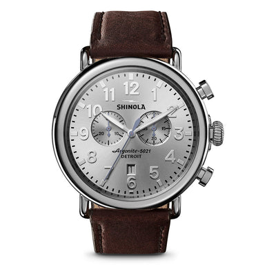 47MM Runwell Chrono in Stainless Steal with Grizzly Brown Leather Strap