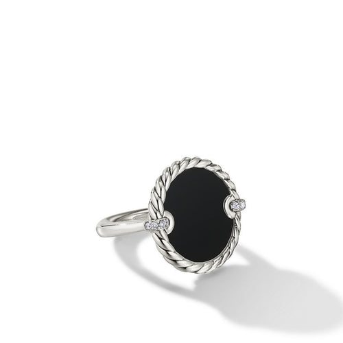 DY ELEMENTS RING WITH BLACK ONYX AND PAVE DIAMONDS