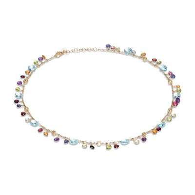 Paradise Single Strand Mixed Gemstone Necklace in 18K Yellow Gold