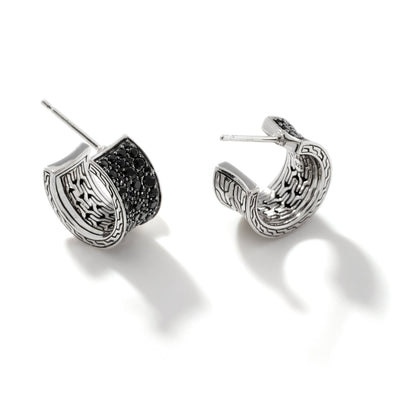 STERLING SILVER SAPPHIRE AND SPINEL HOOP EARRINGS