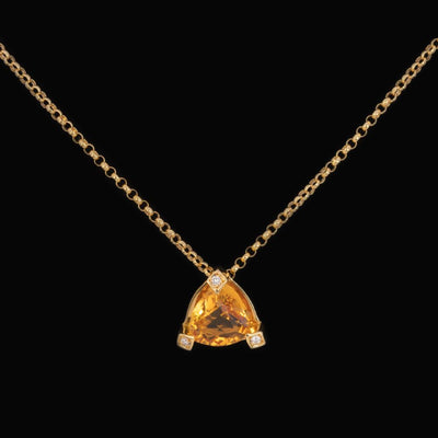 Estate Antonini | 18K Yellow Gold Diamond & Trillion Citrine Pendant