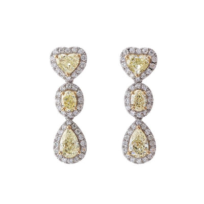 18K Two-Tone Diamond and Diamond  Earrings