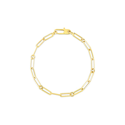 7.25" Designer Gold Paperclip and Round Link Bracelet
