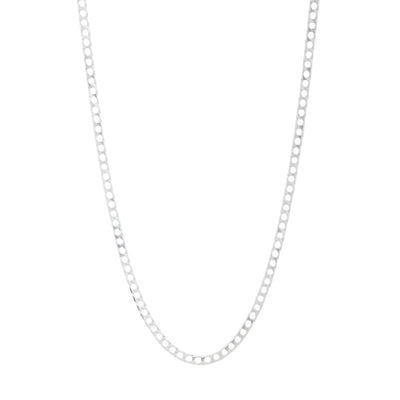Flat Curb Link Chain Necklace in Sterling Silver