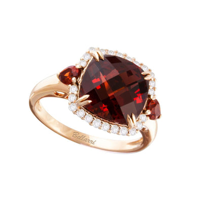 14K ROSE GOLD GARNET AND DIAMOND RING