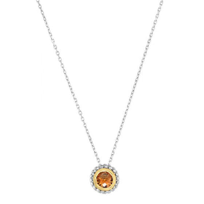 18K Sterling Silver/Yellow Citrine Necklace