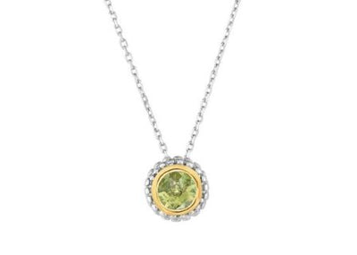 18K Sterling Silver/Yellow Peridot Necklace