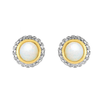 18K Sterling Silver/Yellow Opal Earrings