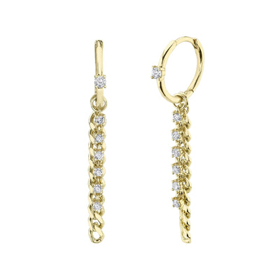 14 Round Diamond Huggie Earrings with Removable Charms in 14K Yellow Gold
