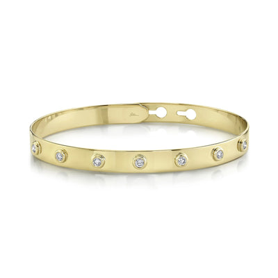 7 Round Bezel Diamond Bangle in 14K Yellow Gold