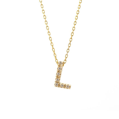Diamond Initial "L" Pendant Necklace in 14k Yellow Gold