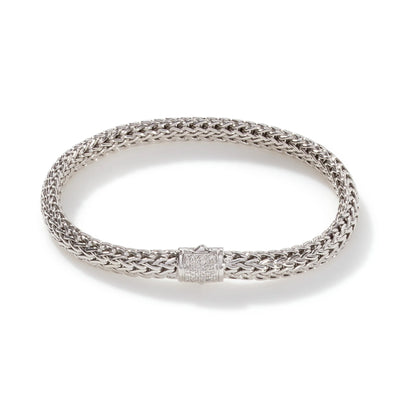 Woven Chain Diamond Bracelet in Sterling Silver
