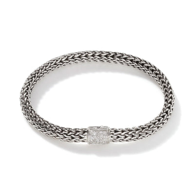 Sterling Silver Classic Chain Reversible Diamond and Sapphire Bracelet