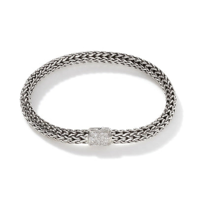 Sterling Silver Classic Chain Reversible Diamond and Sapphire  Bracelet