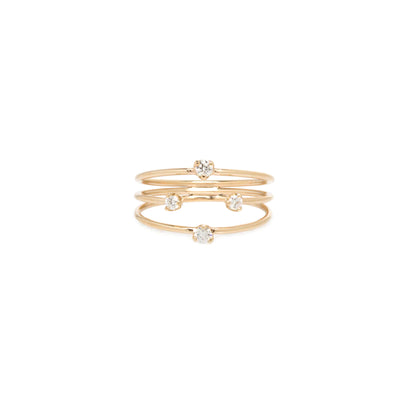 14K Yellow Gold Diamond Open Triple Band Ring