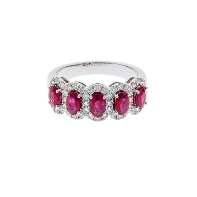 14K White Gold Ruby and Diamond Ring