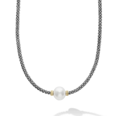 Sterling Silver and 18K Yellow Gold Cultured Pearl Necklace