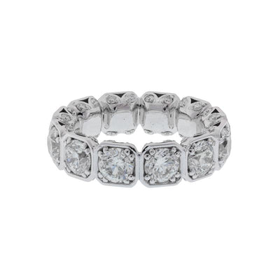 Bezel-Set Diamond Band in 14K White Gold, 5.37cttw