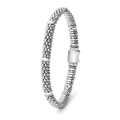 Sterling Silver Caviar Beaded Station Bracelet