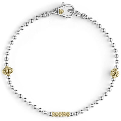 Sterling Silver and 18K Yellow Gold Caviar Beaded Bracelet