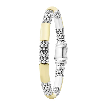 Sterling Silver and 18K Yellow Gold Station Caviar Bracelet
