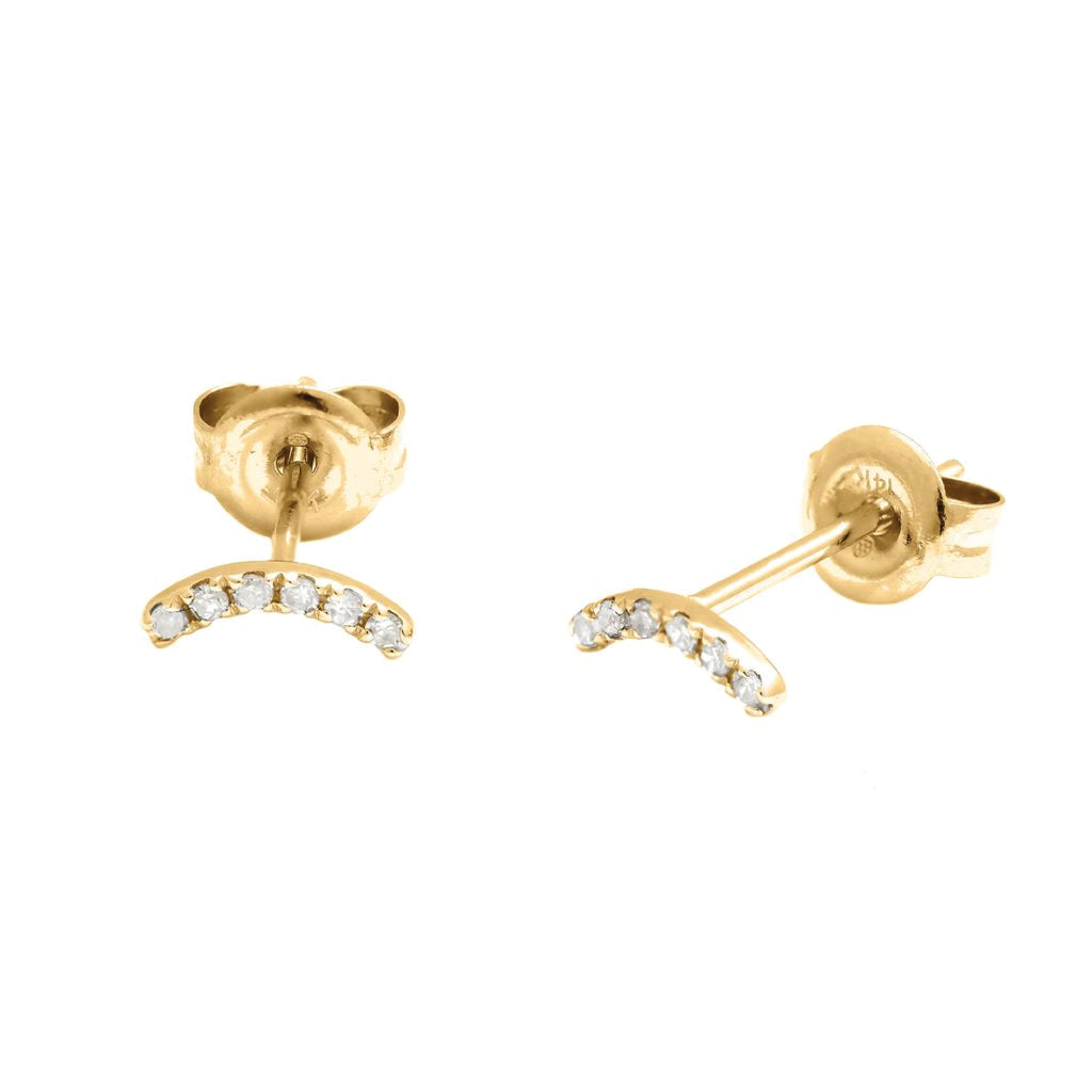 14K Gold Diamond Bar Stud Earrings 14K Gold