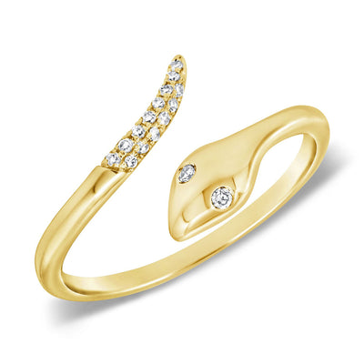 Open Diamond Snake Ring in 14K Yellow Gold