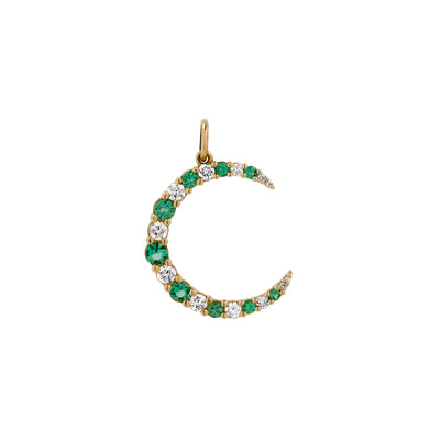 9 Emerald and 10 Round Diamond 14K Pendant