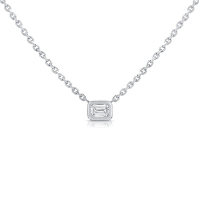 0.15 ct 1 Emerald Diamond 14K White Gold Necklace