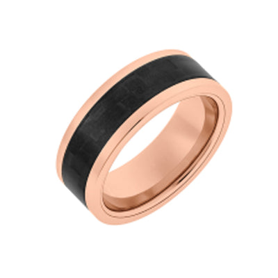 Rose Tungsten and Black Carbon Wedding Band