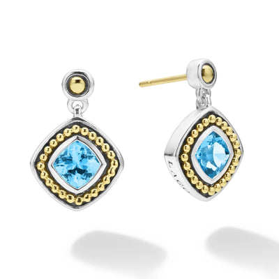 Sterling Silver and 18K Yellow Gold Blue Topaz Earrings