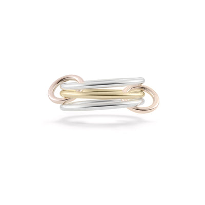 Three Linked Bands in Sterling Silver and 18K Yellow Gold