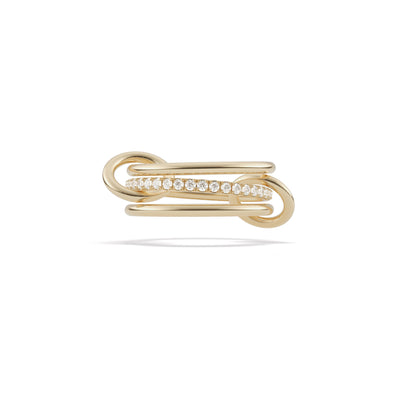 Diamond Accent Three Link Rink in 18K Yellow Gold