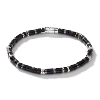 John Hardy Heishi Sterling Silver Onyx and Hematite Bracelet