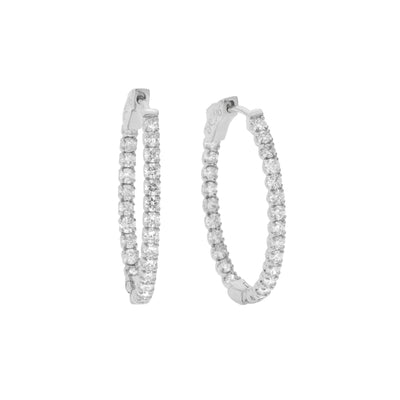 18K White Gold Diamond Inside Out Hoop Earrings