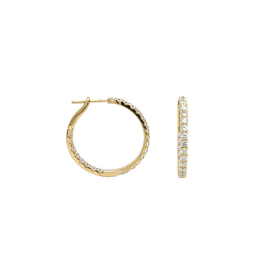 Inside Out Diamond Hoop Earrings in 18K Yellow Gold, 1.70cttw