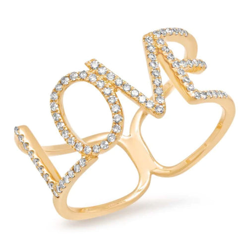 14K Yellow Gold Diamond 'Love' Ring