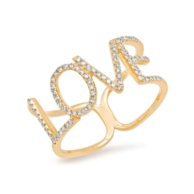 14K Yellow Gold Diamond 'Love' Ring