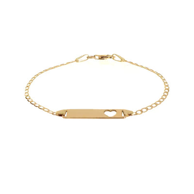 Children's Cut Out Heart ID Bracelet in 14K Yellow Gold