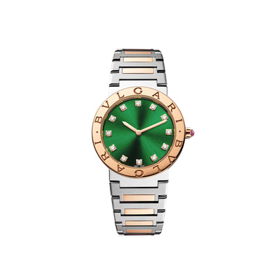 33mm Rose Gold and Stainless Steel Green Dial Ladies Watch