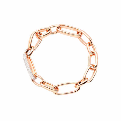 6.5" Oval Link Chain Bracelet with Diamond Accent in 18K Rose Gold