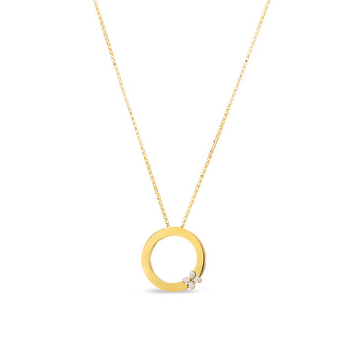 17" Love in Verona Circle of Life Diamond Flower Necklace in 18K Yellow Gold