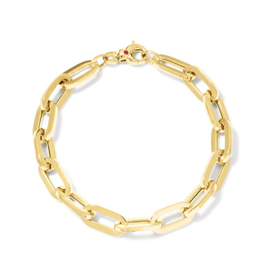 Designer Heavy Gauge Paperclip Link Chain Bracelet in 18K Yellow Gold