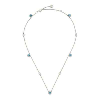 Gucci Blue Topaz GG Station Necklace in 18K White Gold